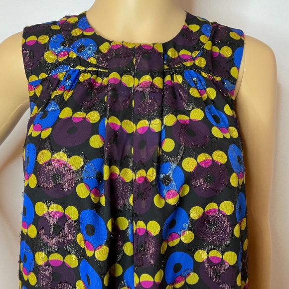 Anna Sui mod metallic graphic print shift dress! - Picture 2 of 12